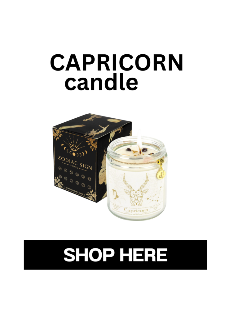 The Capricorn Aromatherapy Candle and gift box comes with crystals and stones to bring joy, peace and healing energies.